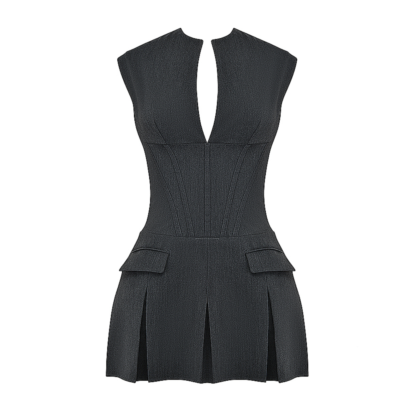 Velina - Solid Corset Pleated Mini Dress