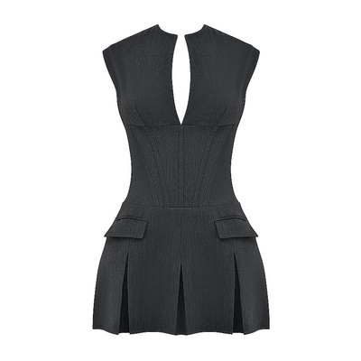 Velina - Solid Pleated Mini Dress