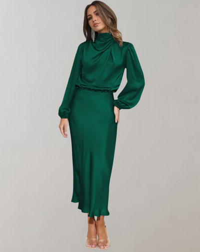 Bella - Long-Sleeved Satin Dress