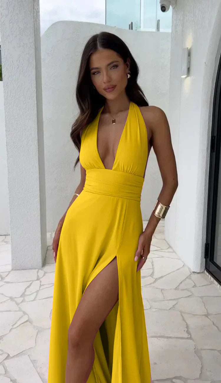 Fiona - Sexy Deep V-neck Split Dress