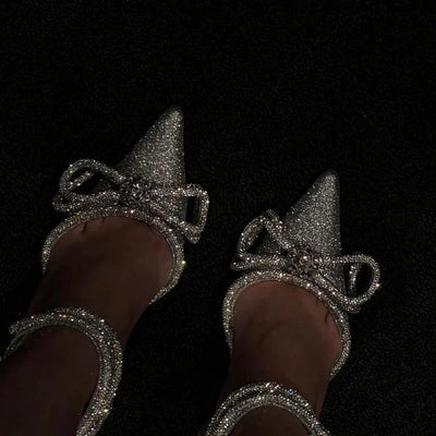 Cyrila - Bow Wrap-Around Crystal Heels